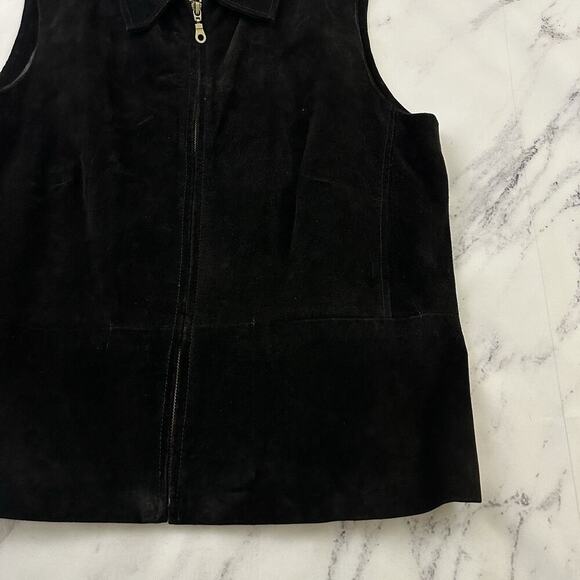 AMI Womens Vintage Y2k Suede Vest Size XL Black Zip Up Western Leather - Picture 3 of 9